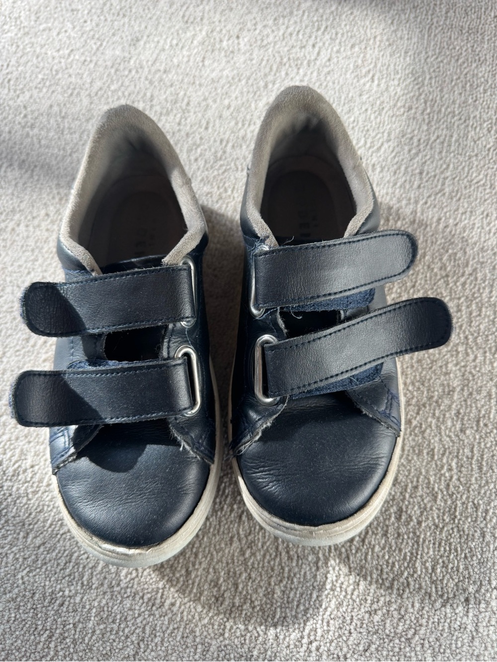 Mini Boden Navy Leather Hook-and-Loop Kids Sneakers (34 EU / 2.5 US)